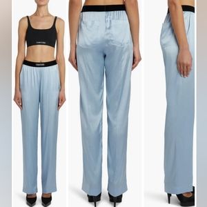 TOM FORD Velvet-Trimmed Stretch-Silk Satin Pyjama Trousers